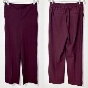 Joie Eggplant Purple Flat Front Wide Leg Trousers Size 8
